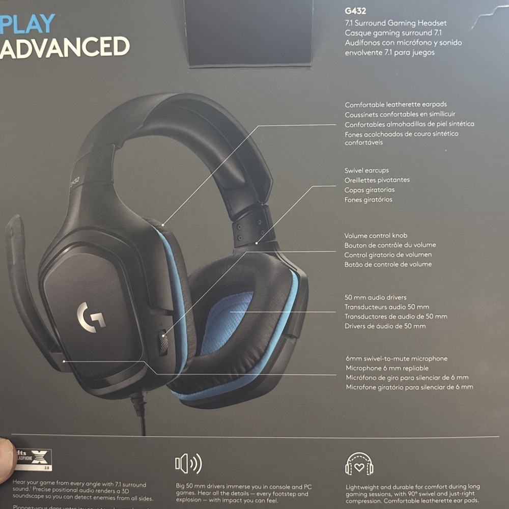 Logitech Gaming Headset OS Black G432 7.1 Surround Sound Wired 3.5mm Jack - Picture 4 of 8